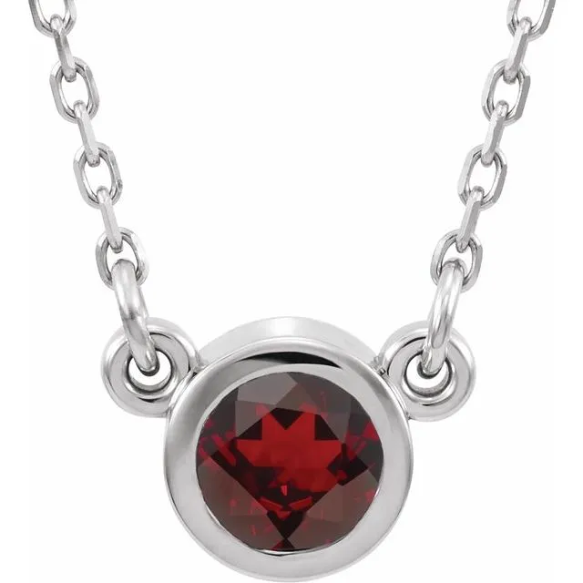 TreasureFineJewelers Necklaces Sterling Silver 4 mm Round Imitation Mozambique Garnet BezelSet Solitaire 16 Necklace TreasureFineJewelers Necklaces Sterling Silver 4 mm Round Imitation Mozambique Garnet BezelSet Solitaire 16 Necklace