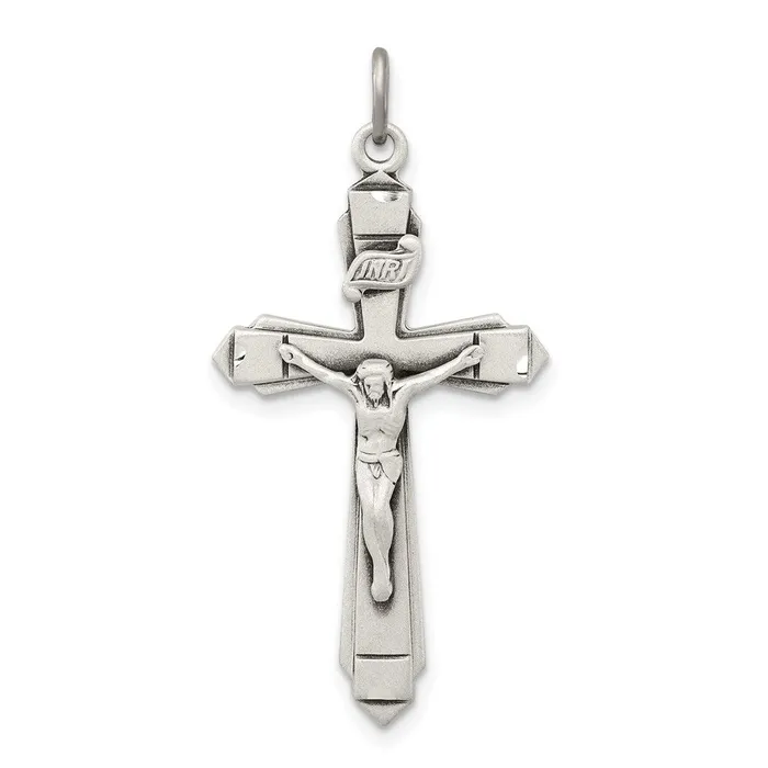 TreasureFineJewelers Necklaces Sterling Silver Antiqued Crucifix Pendant