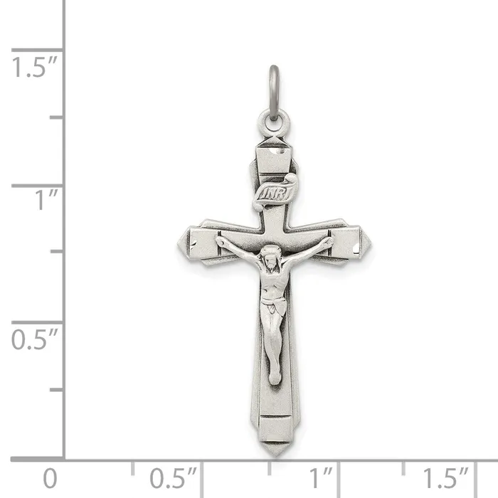 TreasureFineJewelers Necklaces Sterling Silver Antiqued Crucifix Pendant