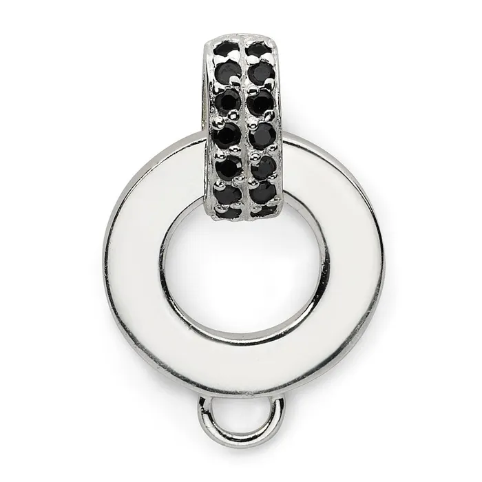 TreasureFineJewelers Necklaces Sterling Silver Black and White CZ Charm Holder Pendant TreasureFineJewelers Necklaces Sterling Silver Black and White CZ Charm Holder Pendant