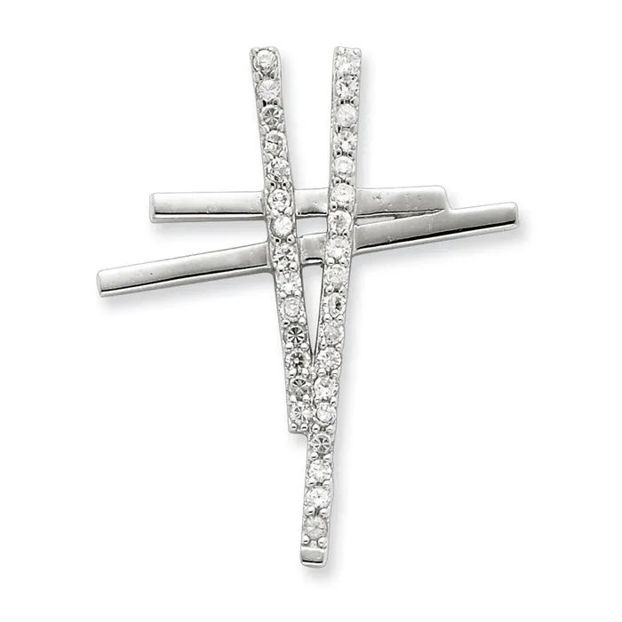 TreasureFineJewelers Necklaces Sterling Silver CZ Cross Pendant