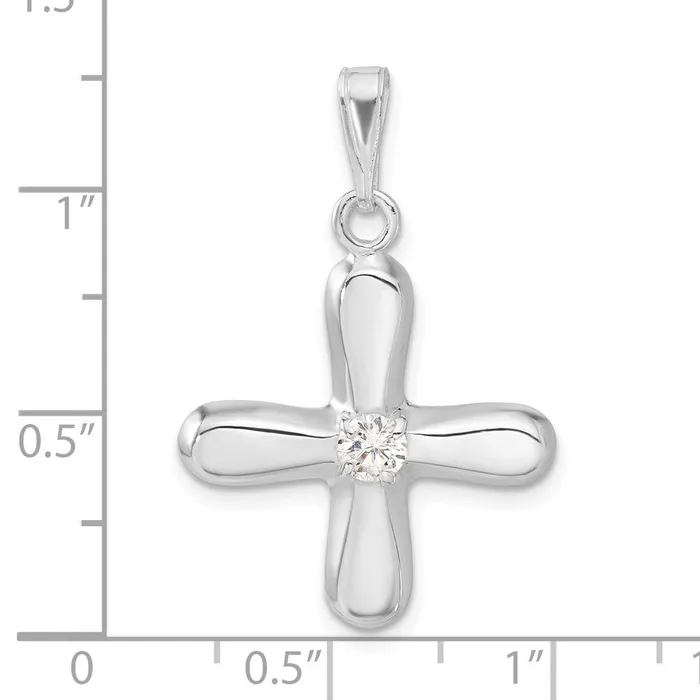 TreasureFineJewelers Necklaces Sterling Silver CZ Cross Pendant