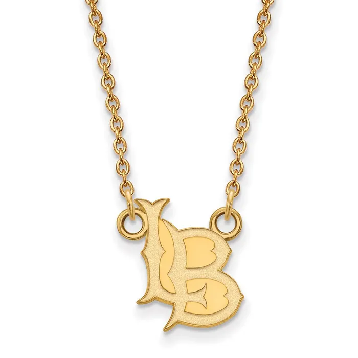 TreasureFineJewelers Necklaces Sterling Silver Goldplated California State University Long Beach LB Small Pendant 18 inch Necklace TreasureFineJewelers Necklaces Sterling Silver Goldplated California State University Long Beach LB Small Pendant 18 inch Necklace