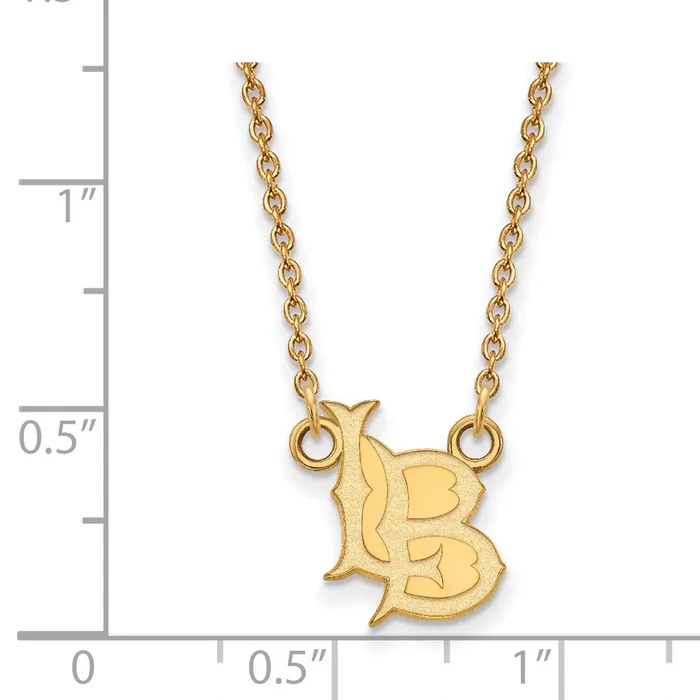 TreasureFineJewelers Necklaces Sterling Silver Goldplated California State University Long Beach LB Small Pendant 18 inch Necklace