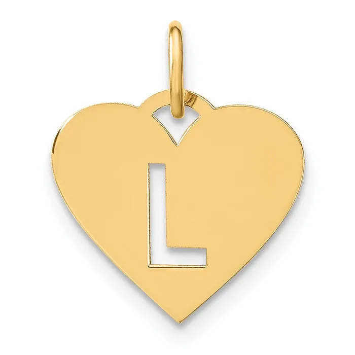 TreasureFineJewelers Necklaces Sterling Silver Goldplated Initial Letter L Heart Initial Charm TreasureFineJewelers Necklaces Sterling Silver Goldplated Initial Letter L Heart Initial Charm