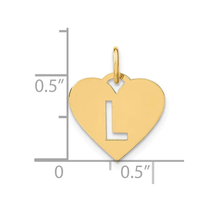 TreasureFineJewelers Necklaces Sterling Silver Goldplated Initial Letter L Heart Initial Charm