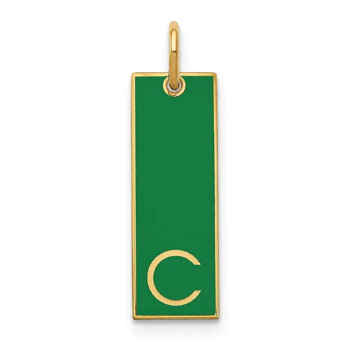 TreasureFineJewelers Necklaces Sterling SilverGoldplated Medium Enameled Initial Bar Charm TreasureFineJewelers Necklaces Sterling SilverGoldplated Medium Enameled Initial Bar Charm
