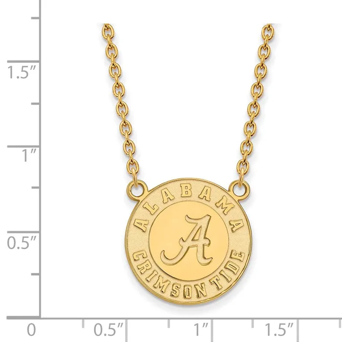 TreasureFineJewelers Necklaces Sterling Silver Goldplated University of Alabama Crimson Tide Large Pendant 18 inch Necklace