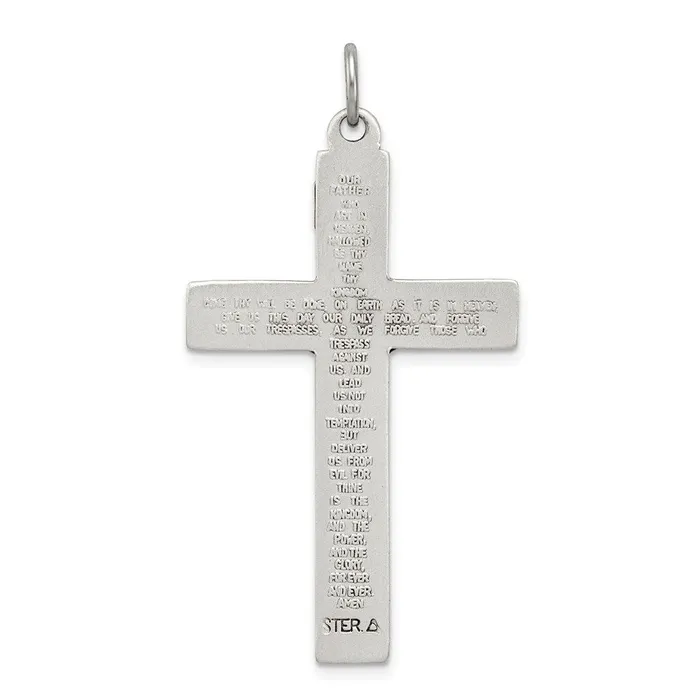 TreasureFineJewelers Necklaces Sterling Silver INRI Crucifix Cross w Prayer Pendant