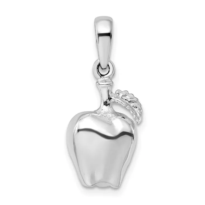 TreasureFineJewelers Necklaces Sterling Silver Polished 3D Apple Pendant