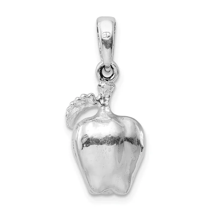 TreasureFineJewelers Necklaces Sterling Silver Polished 3D Apple Pendant