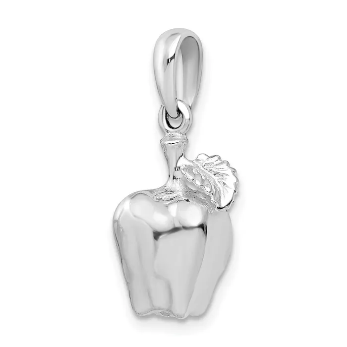 TreasureFineJewelers Necklaces Sterling Silver Polished 3D Apple Pendant