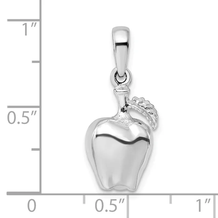 TreasureFineJewelers Necklaces Sterling Silver Polished 3D Apple Pendant
