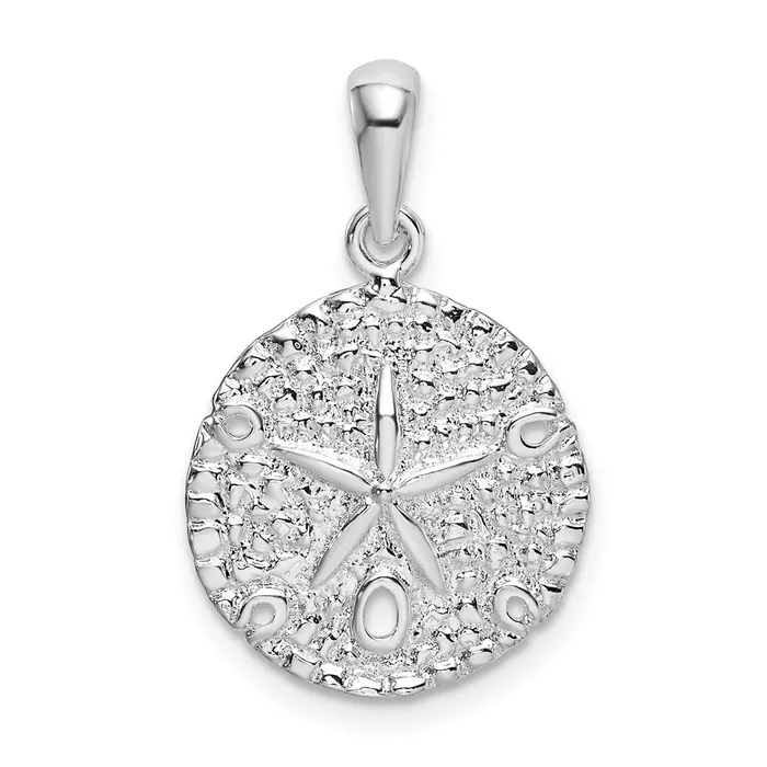 TreasureFineJewelers Necklaces Sterling Silver Polished and Textured Sand Dollar Pendant TreasureFineJewelers Necklaces Sterling Silver Polished and Textured Sand Dollar Pendant