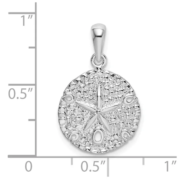 TreasureFineJewelers Necklaces Sterling Silver Polished and Textured Sand Dollar Pendant