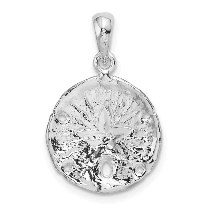 TreasureFineJewelers Necklaces Sterling Silver Polished and Textured Sand Dollar Pendant