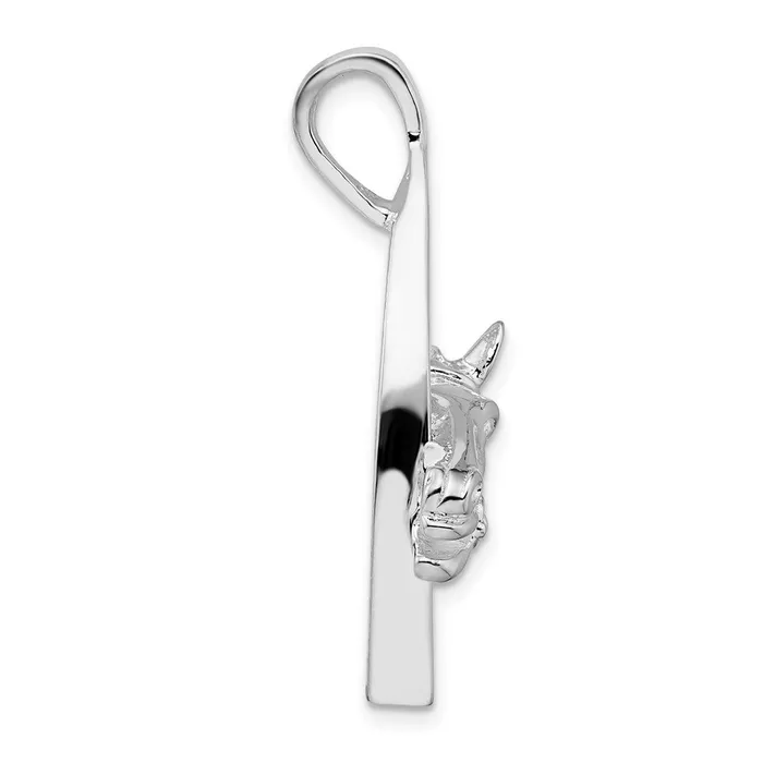 TreasureFineJewelers Necklaces Sterling Silver Polished Horse Head wStirrup Pendant