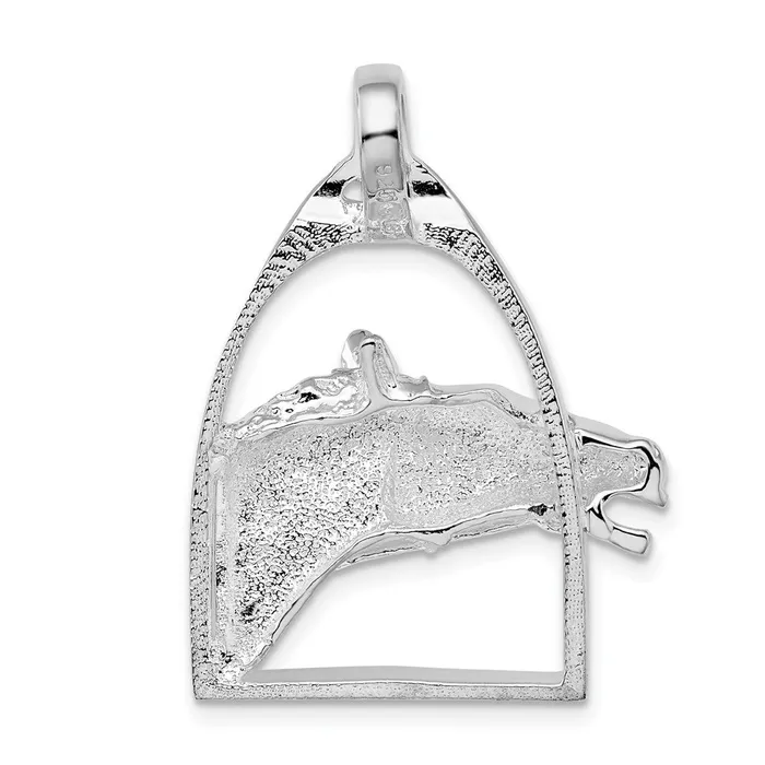 TreasureFineJewelers Necklaces Sterling Silver Polished Horse Head wStirrup Pendant