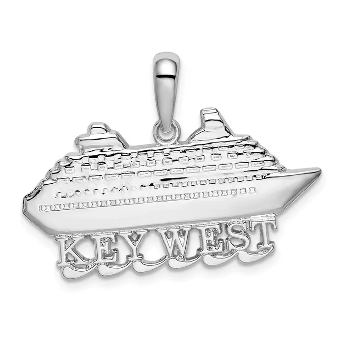 TreasureFineJewelers Necklaces Sterling Silver Polished Key West Cruise Ship Pendant