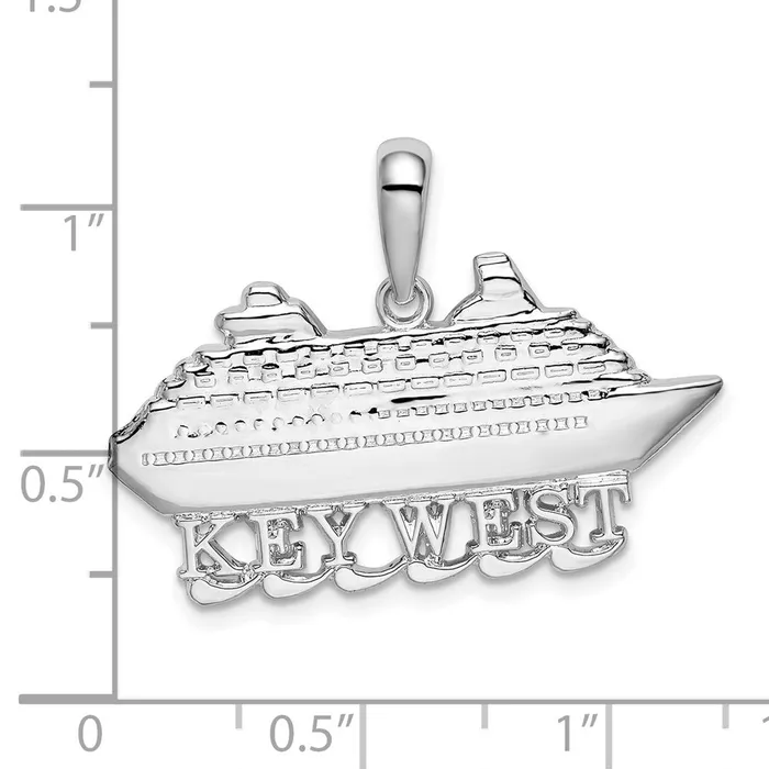 TreasureFineJewelers Necklaces Sterling Silver Polished Key West Cruise Ship Pendant