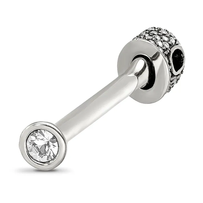 TreasureFineJewelers Necklaces Sterling Silver Reflections Clear Crystal Top Pendant