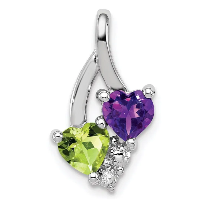 TreasureFineJewelers Necklaces Sterling Silver Rhodiumplated Amethyst Peridot Diamond Pendant TreasureFineJewelers Necklaces Sterling Silver Rhodiumplated Amethyst Peridot Diamond Pendant