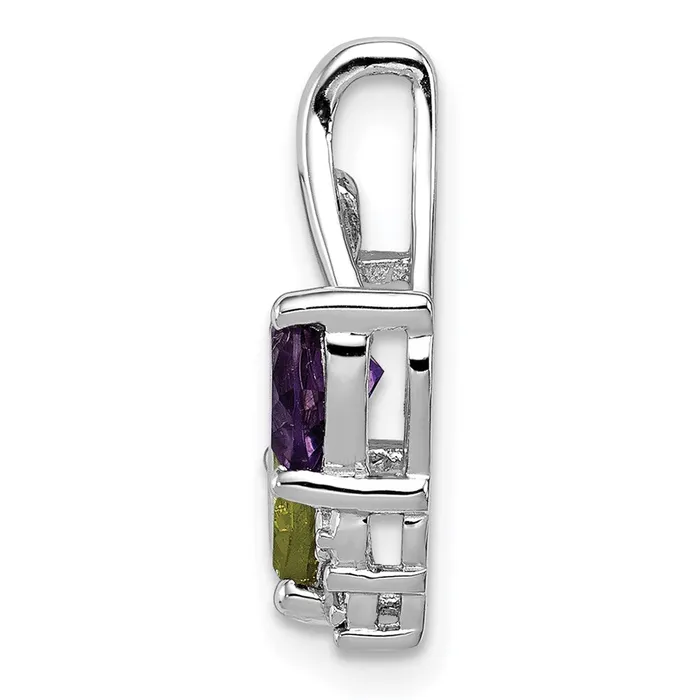 TreasureFineJewelers Necklaces Sterling Silver Rhodiumplated Amethyst Peridot Diamond Pendant