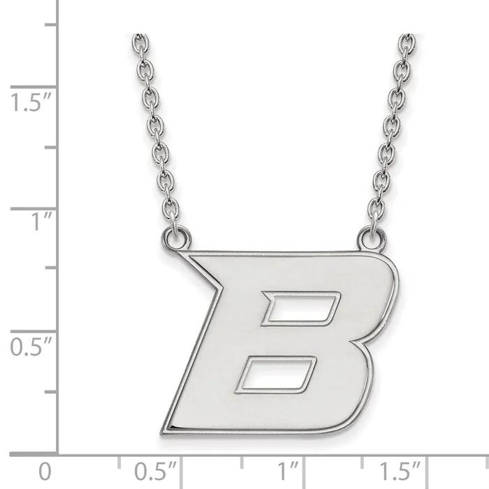 TreasureFineJewelers Necklaces Sterling Silver Rhodiumplated Boise State University Letter B Large Pendant 18 inch Necklace