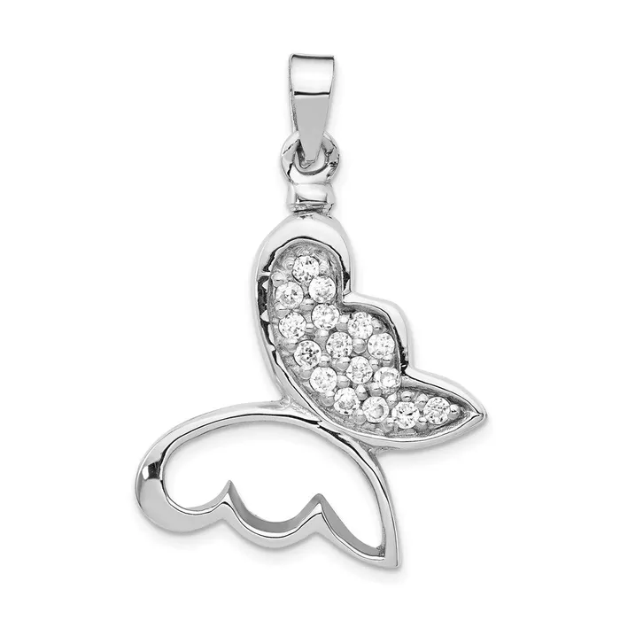 TreasureFineJewelers Necklaces Sterling Silver Rhodiumplated Butterfly CZ Ash Holder Pendant TreasureFineJewelers Necklaces Sterling Silver Rhodiumplated Butterfly CZ Ash Holder Pendant