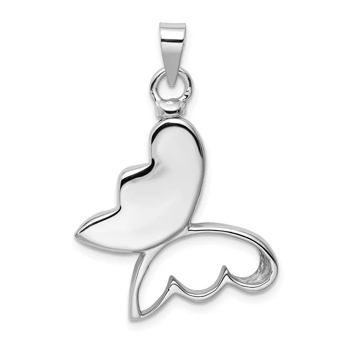 TreasureFineJewelers Necklaces Sterling Silver Rhodiumplated Butterfly CZ Ash Holder Pendant