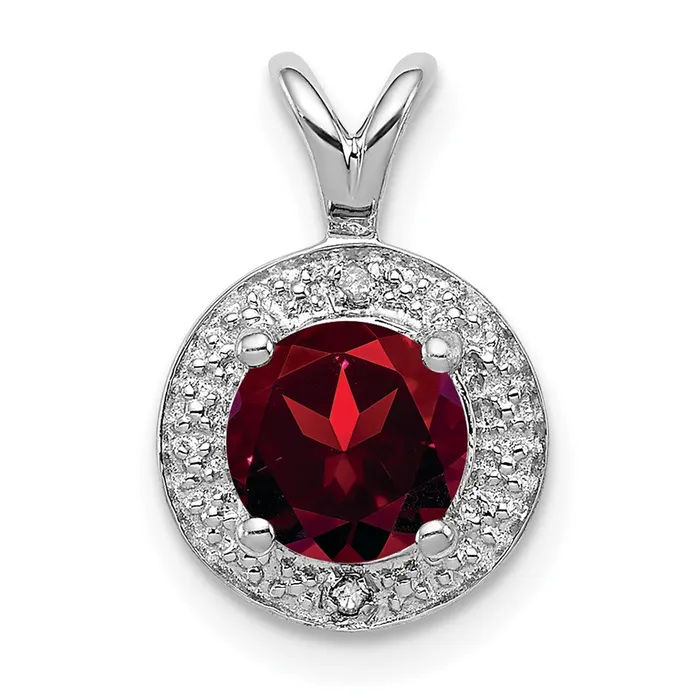 TreasureFineJewelers Necklaces Sterling Silver Rhodiumplated Diam Garnet Pendant TreasureFineJewelers Necklaces Sterling Silver Rhodiumplated Diam Garnet Pendant