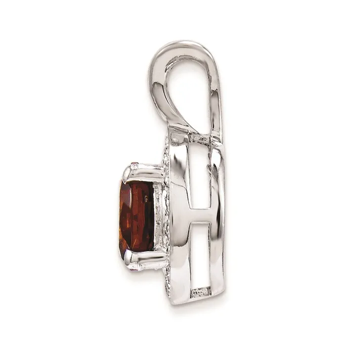 TreasureFineJewelers Necklaces Sterling Silver Rhodiumplated Diam Garnet Pendant
