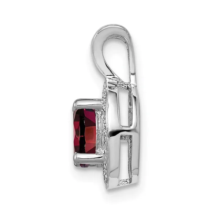 TreasureFineJewelers Necklaces Sterling Silver Rhodiumplated Diam Garnet Pendant