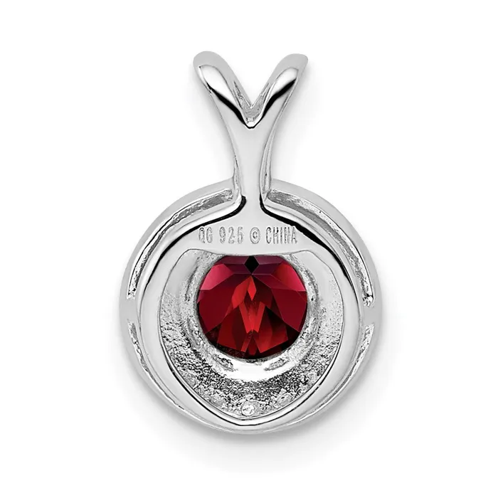 TreasureFineJewelers Necklaces Sterling Silver Rhodiumplated Diam Garnet Pendant