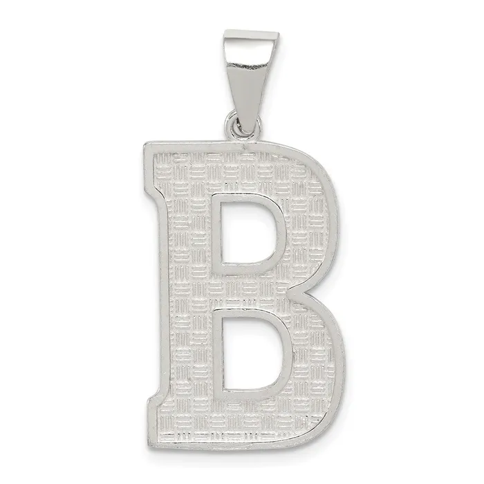 TreasureFineJewelers Necklaces Sterling Silver Rhodiumplated Letter B Initial Pendant TreasureFineJewelers Necklaces Sterling Silver Rhodiumplated Letter B Initial Pendant