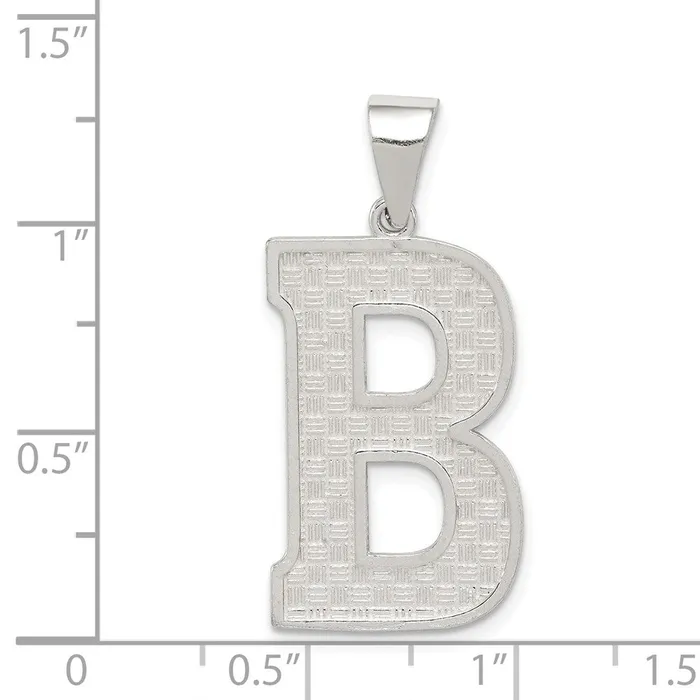 TreasureFineJewelers Necklaces Sterling Silver Rhodiumplated Letter B Initial Pendant