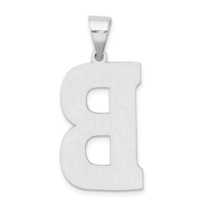 TreasureFineJewelers Necklaces Sterling Silver Rhodiumplated Letter B Initial Pendant