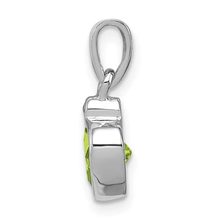 TreasureFineJewelers Necklaces Sterling Silver Rhodium Plated Peridot and Diamond Pendant