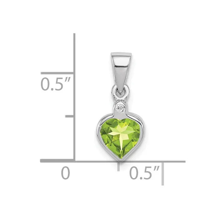 TreasureFineJewelers Necklaces Sterling Silver Rhodium Plated Peridot and Diamond Pendant