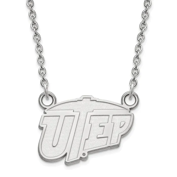 TreasureFineJewelers Necklaces Sterling Silver Rhodiumplated University of Texas at El Paso Small Pendant 18 inch Necklace TreasureFineJewelers Necklaces Sterling Silver Rhodiumplated University of Texas at El Paso Small Pendant 18 inch Necklace