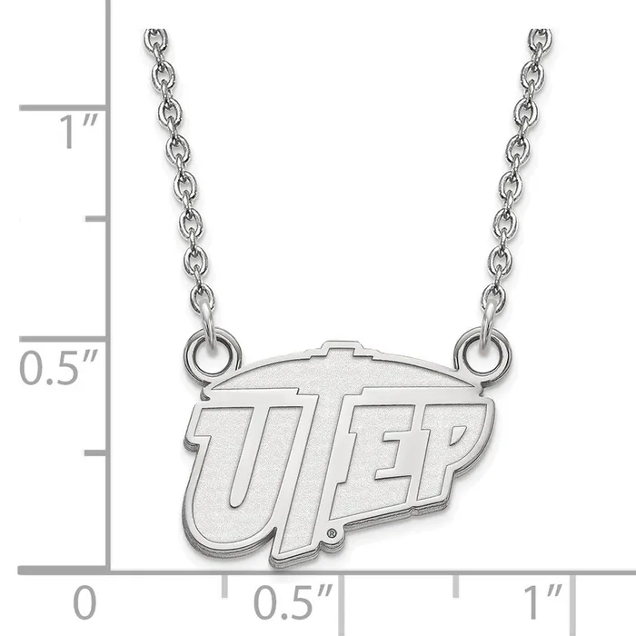 TreasureFineJewelers Necklaces Sterling Silver Rhodiumplated University of Texas at El Paso Small Pendant 18 inch Necklace