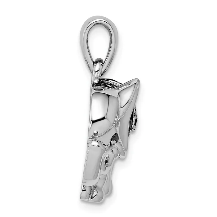 TreasureFineJewelers Necklaces Sterling Silver Rhodium Polished Rhodolite Garnet Elephant Pendant