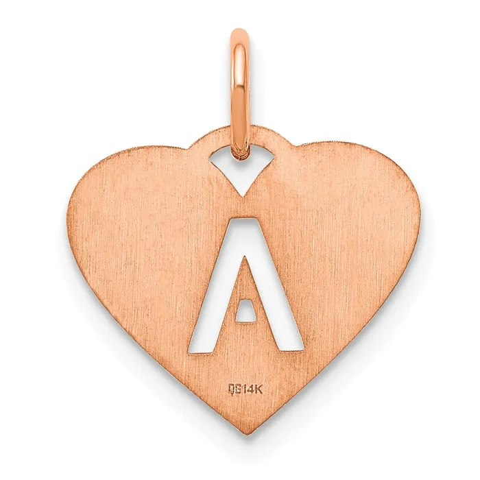 TreasureFineJewelers Necklaces Sterling Silver Roseplated Heart Letter A Initial Charm