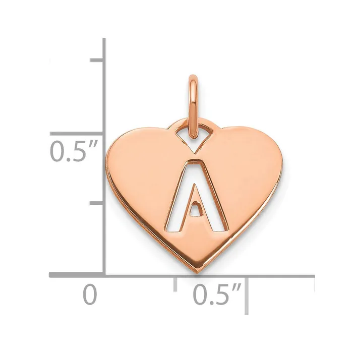 TreasureFineJewelers Necklaces Sterling Silver Roseplated Heart Letter A Initial Charm