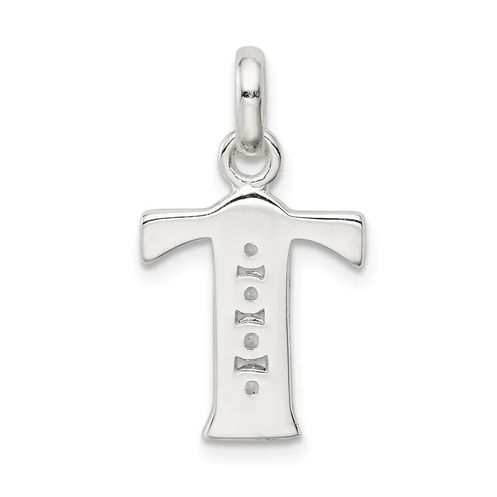 TreasureFineJewelers Necklaces Sterling Silver White CZ Letter T Initial Pendant