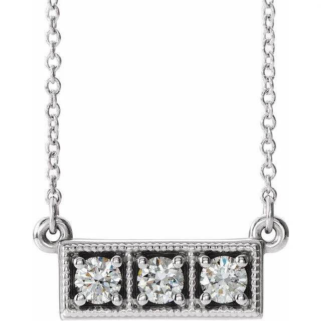 TreasureFineJewelers Platinum 13 CTW Diamond ThreeStone Granulated Bar 1618 Necklace Necklaces TreasureFineJewelers Platinum 13 CTW Diamond ThreeStone Granulated Bar 1618 Necklace Necklaces