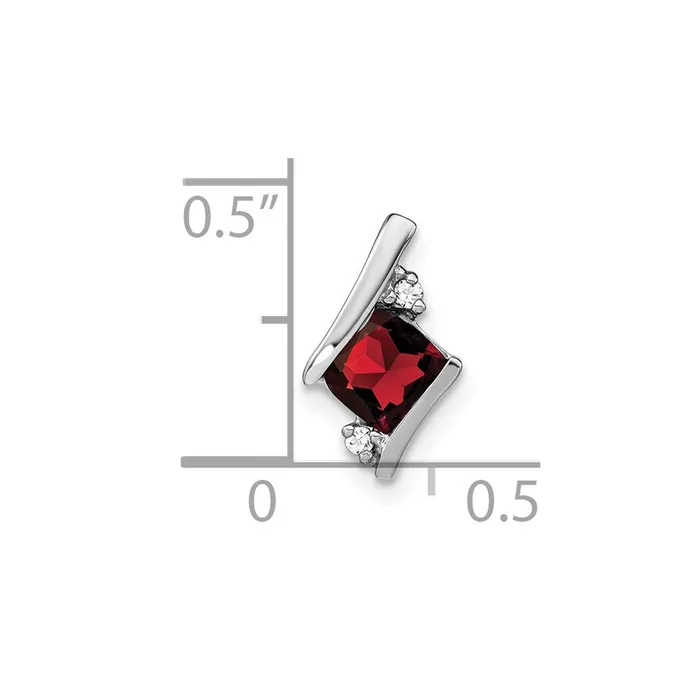 TreasureFineJewelers Sterling Silver Antique Cushion Garnet and Diamond Pendant Necklaces