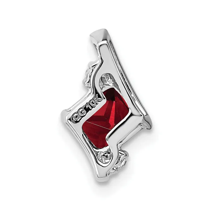 TreasureFineJewelers Sterling Silver Antique Cushion Garnet and Diamond Pendant Necklaces