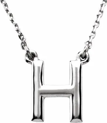 TreasureFineJewelers Sterling Silver Block Initial H 16 Necklace Necklaces TreasureFineJewelers Sterling Silver Block Initial H 16 Necklace Necklaces