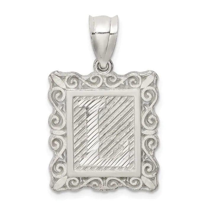 TreasureFineJewelers Sterling Silver Square Diamondcut Letter L Initial Pendant Necklaces TreasureFineJewelers Sterling Silver Square Diamondcut Letter L Initial Pendant Necklaces